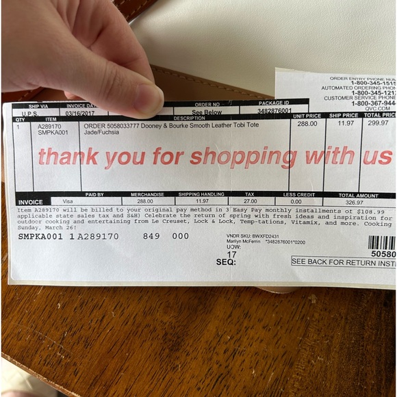 EUC Dooney & Bourke Smooth Leather Tobi Tote - Beige & Tan w/ Fuchsia Interior - Picture 16 of 16